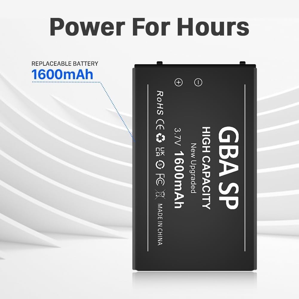 High Capacity 1600mAh Rechargeable Battery 2-Pack for Gameboy Advance SP AGS-001