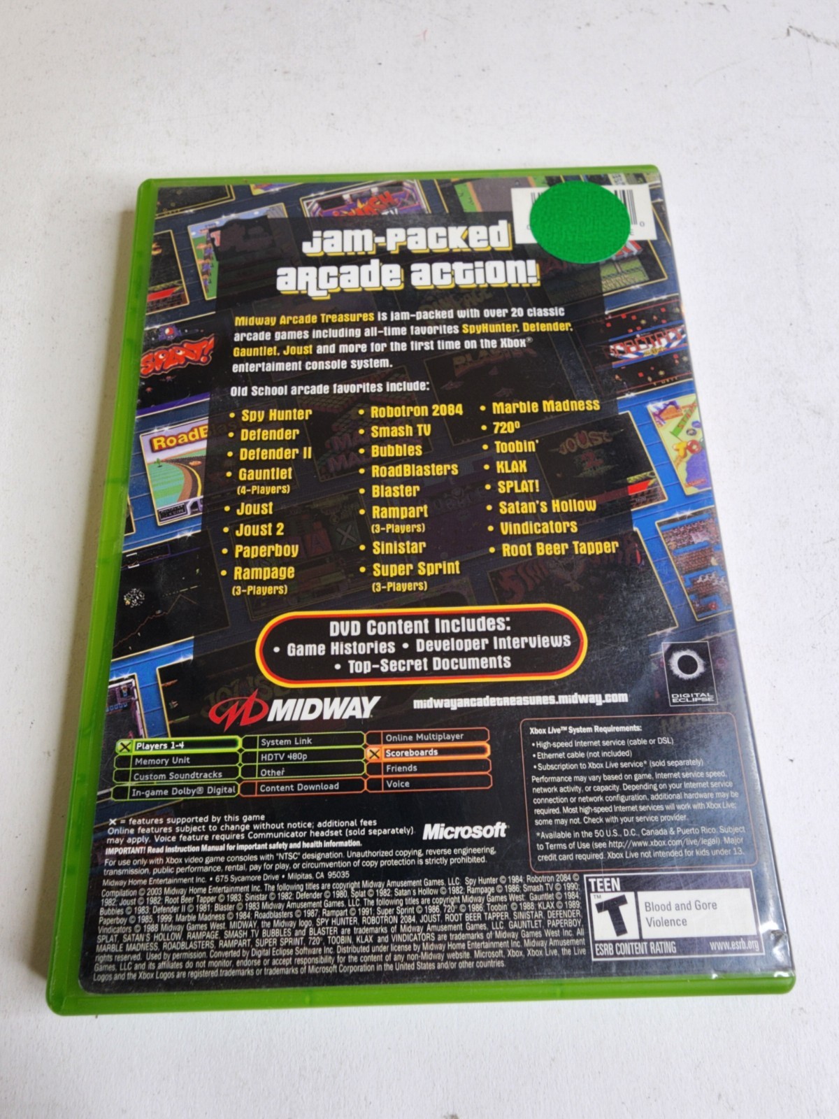 Midway Arcade Treasures (Microsoft Xbox, 2003) Complete