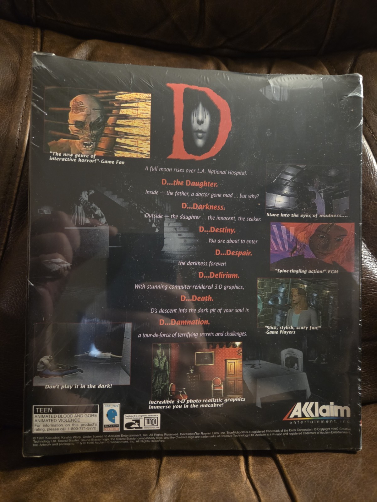 “D” (1995 PC) Acclaim RARE ENGLISH VERSION! Very Very Hard To Find Sealed!!