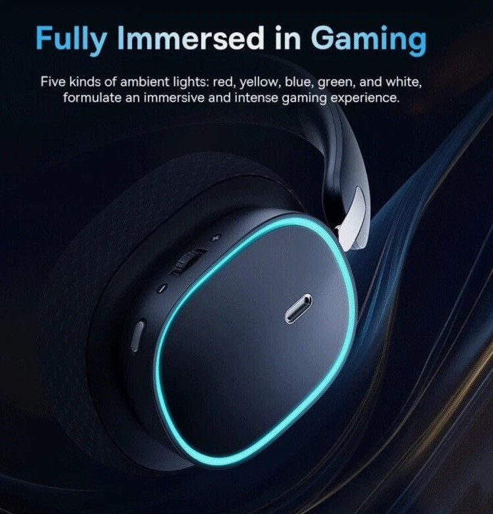 GH02 Wireless Gaming Headphones with Mic, Bluetooth 5.3, RGB Lighting