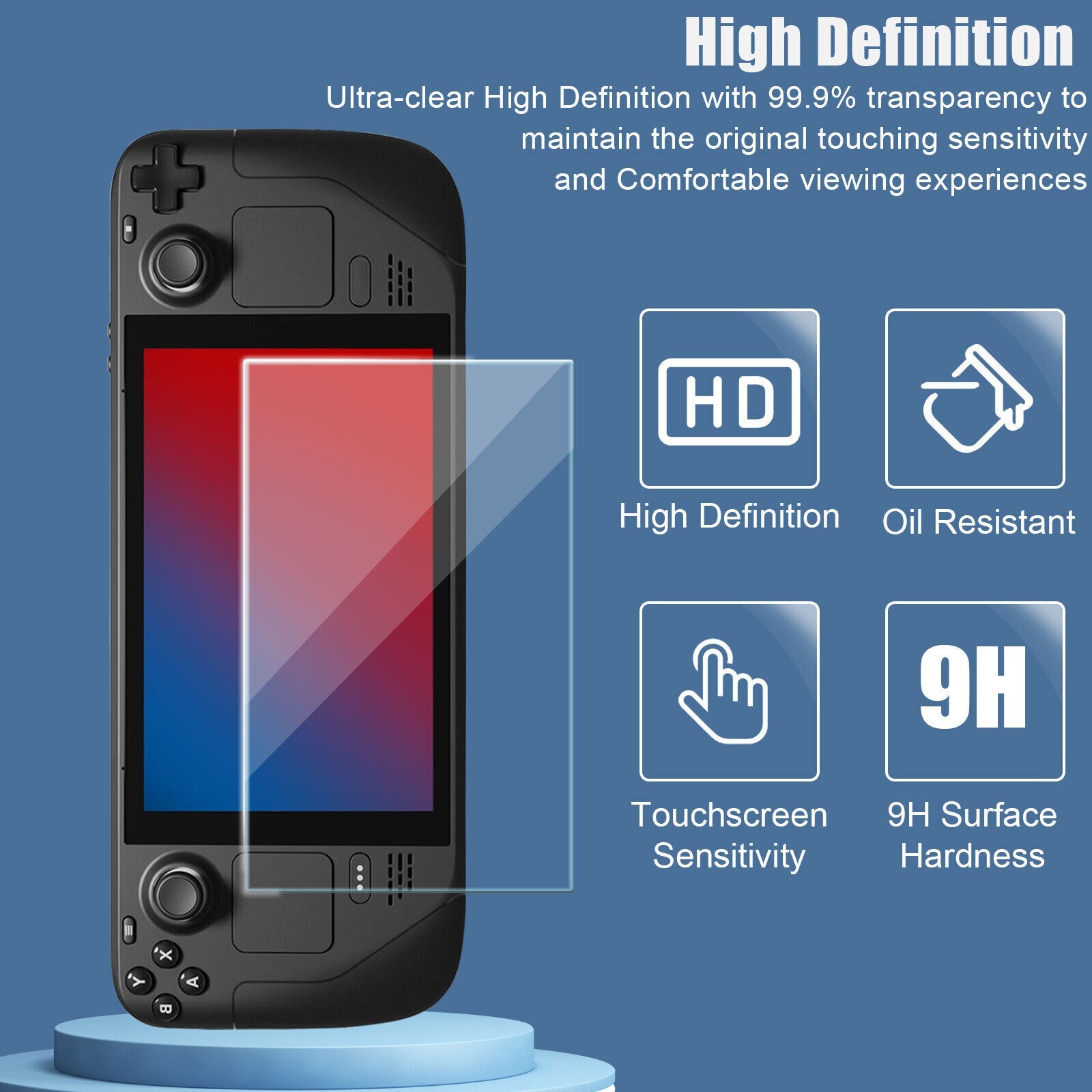 2Pcs for Steam Deck Tempered Glass Screen Protector Film Game Console Protective