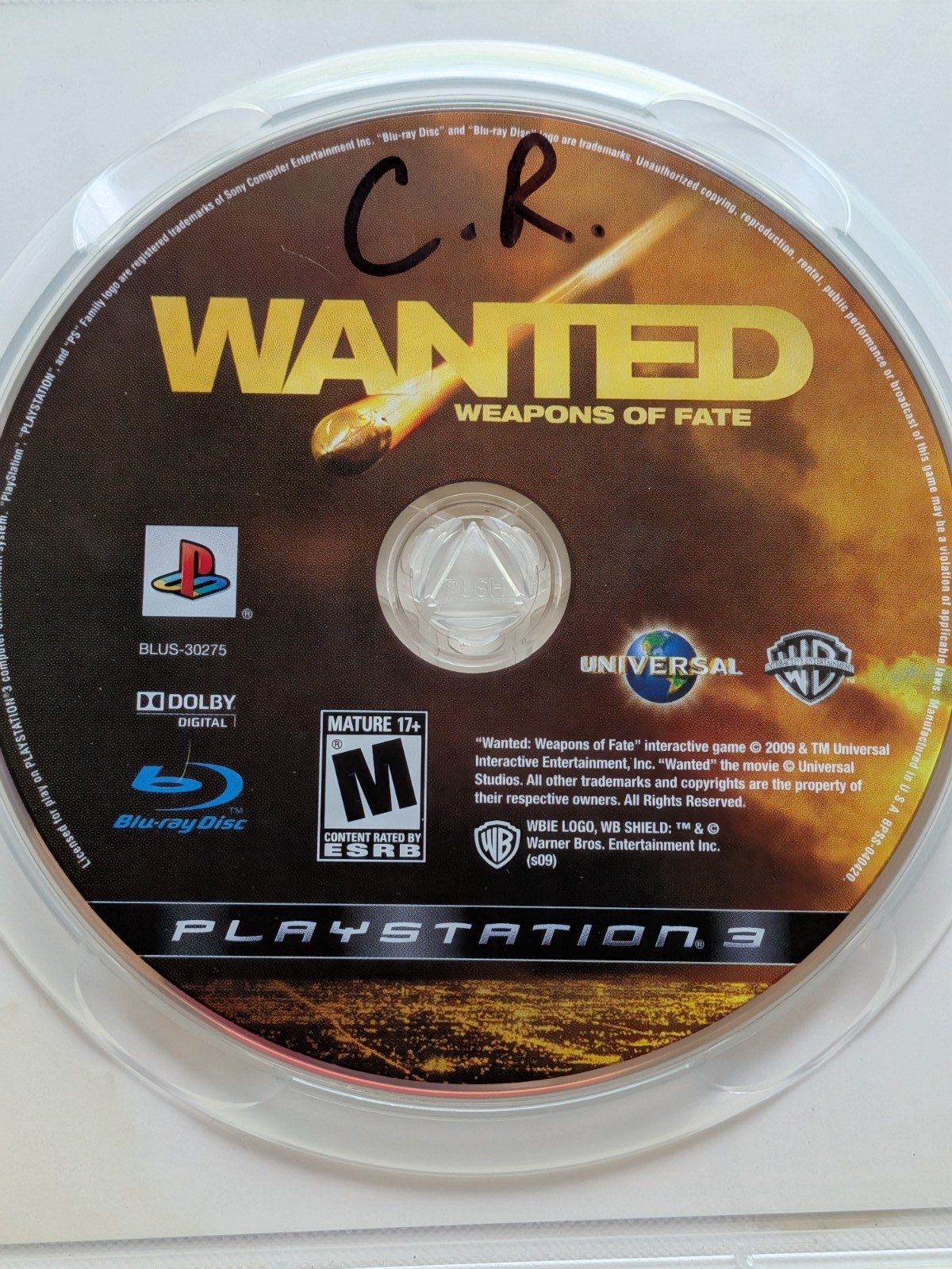 Wanted: Weapons of Fate (Sony PlayStation 3, 2009) Damaged Artwork – Tested