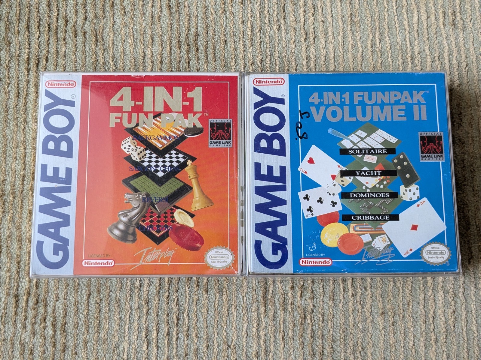 4-in-1 Fun Pak & Volume II Nintendo Game Boy GameBoy Complete CIB Tested Working