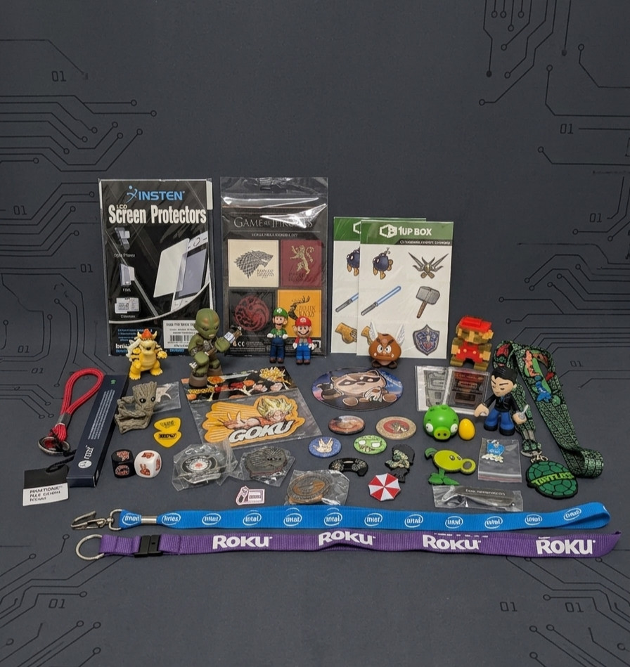 Gaming Collectibles Lot Nintendo Fallout Funko Pins Figures Lanyards Stickers