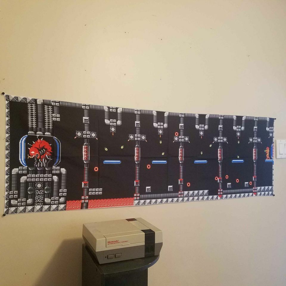 5 foot long Metroid tapestry Mother Brains Lair – Nintendo Samus vs Mother Brain