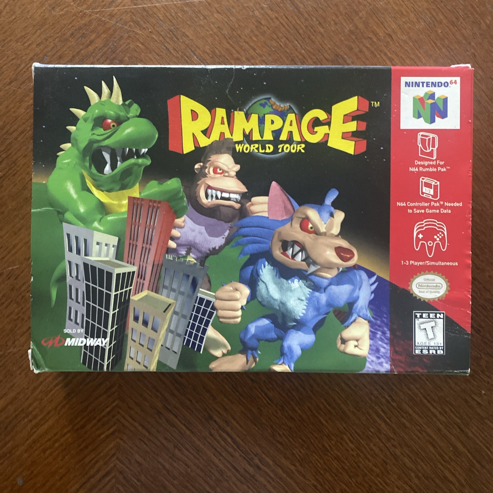 Rampage World Tour (Nintendo 64 N64) BOX w/ Protector & Registration Card Only