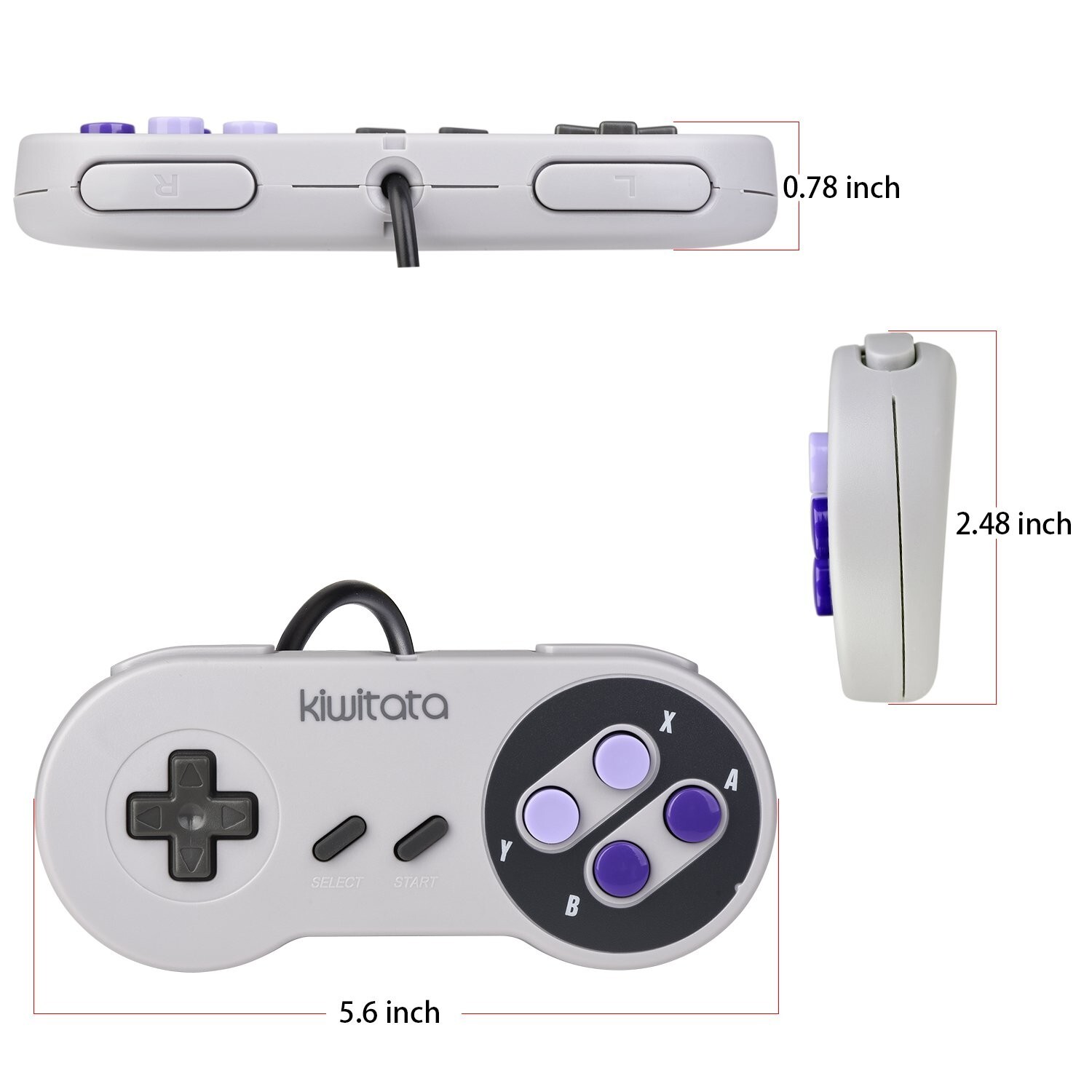 KIWITATA 2X Classic SNES USB Controller for Retro Gamings, Super NES Wired US…