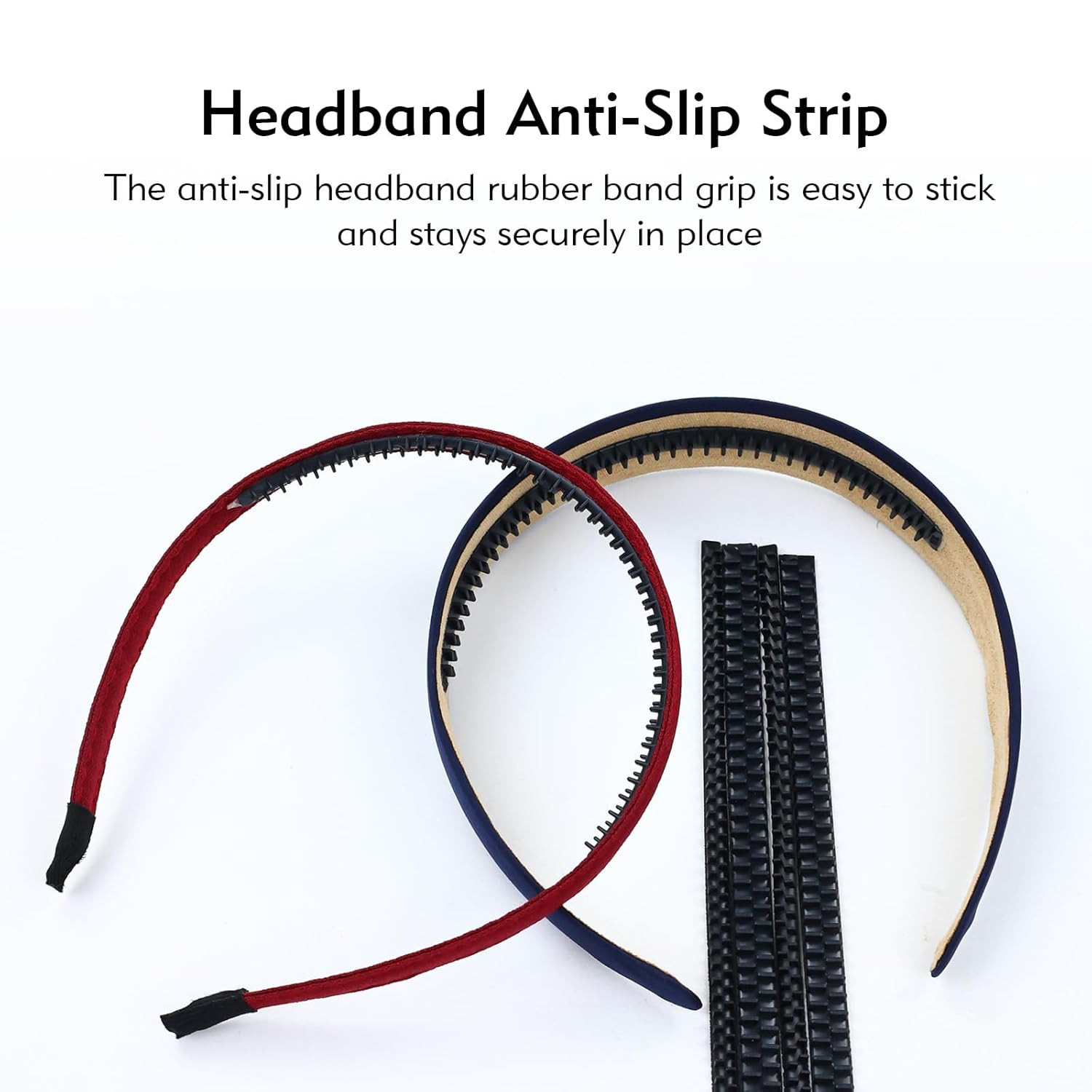 10 Pack Black Headband Rubber Teeth Comb Silicone Grips anti Slip Strips