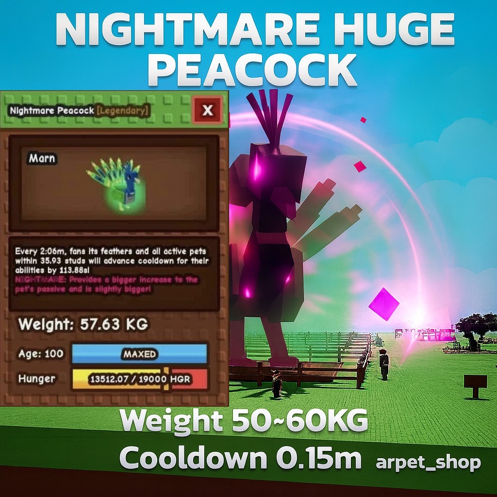 [🐶] Roblox GROW A GARDEN | NIGHTMARE HUGE PEACOCK 50~60KG+