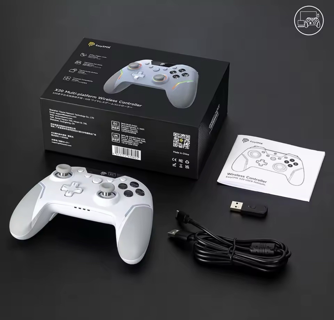 New EasySMX X20 Wireless Gaming Controller & Case RGB PC Switch Mobile Steam Etc