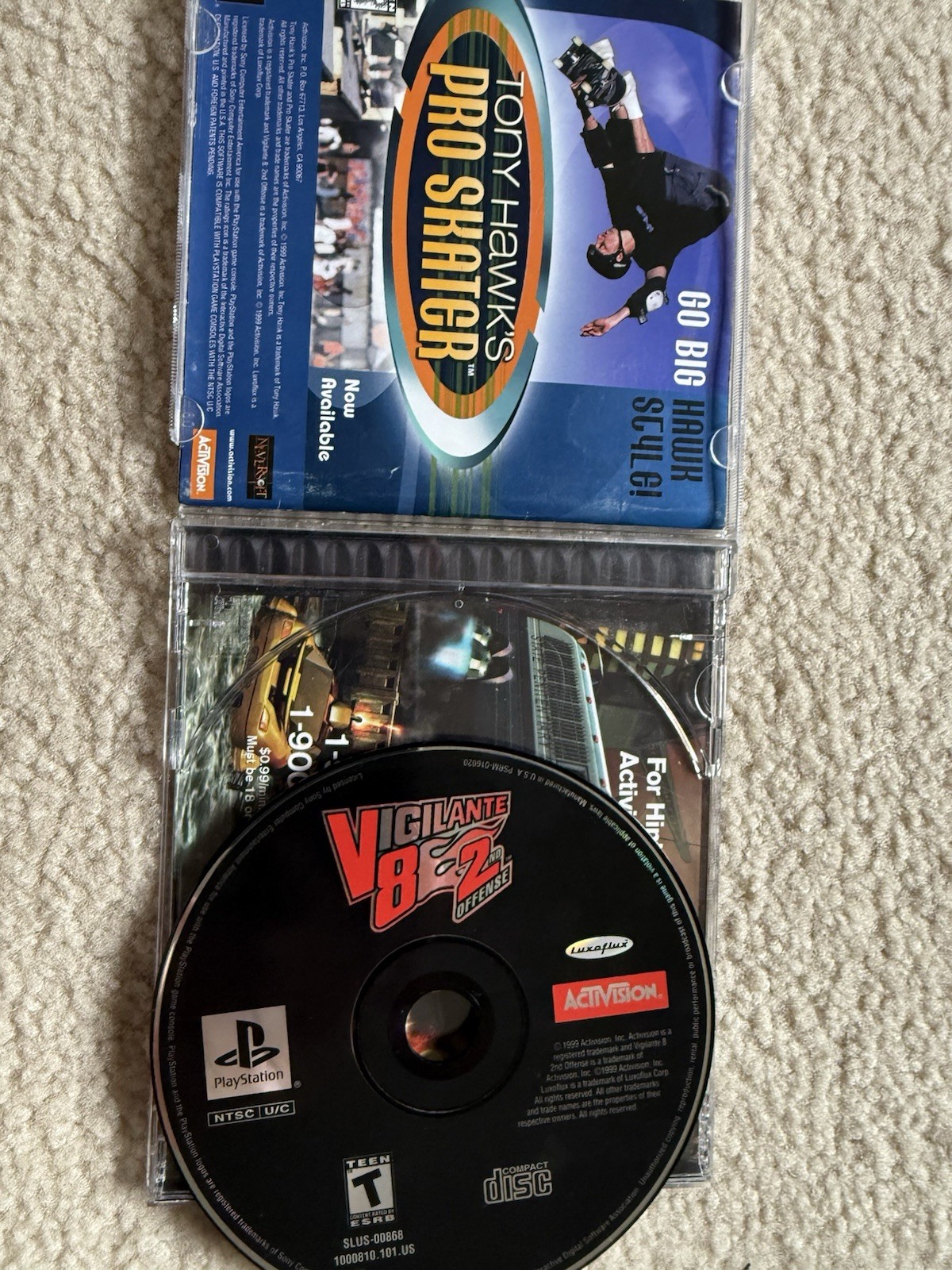 Vigilante 8 2nd Offense & Vigilante 8 PS1 – Complete CIB + Reg Card