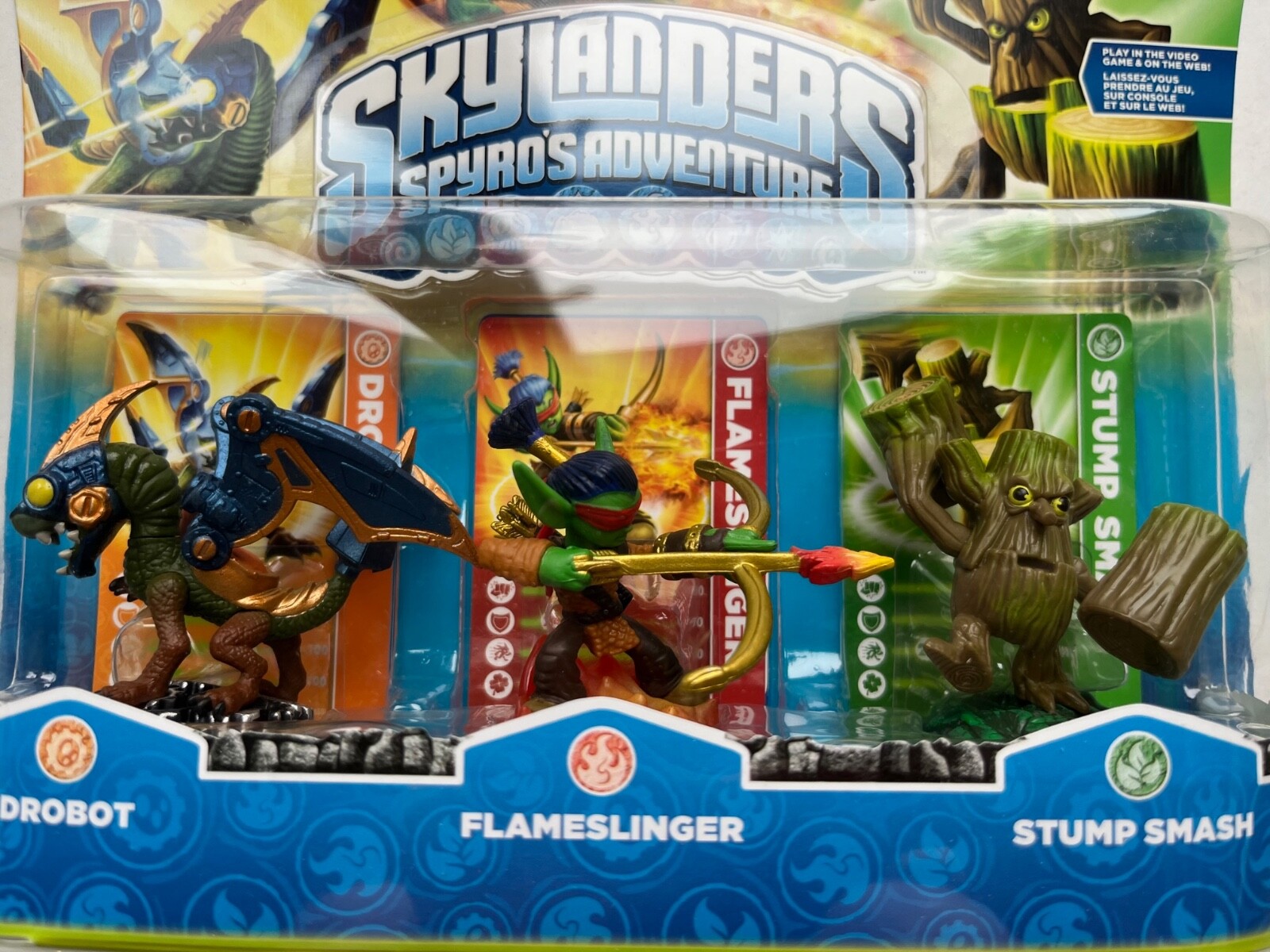 Skylanders Spyro’s Adventure 3 Pack Drobot Flameslinger Stump Smash New OOP