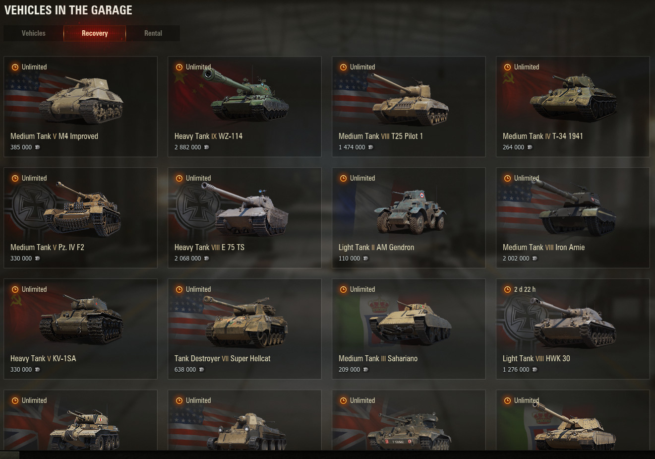 World of Tanks Account a lot of premiums Tier X