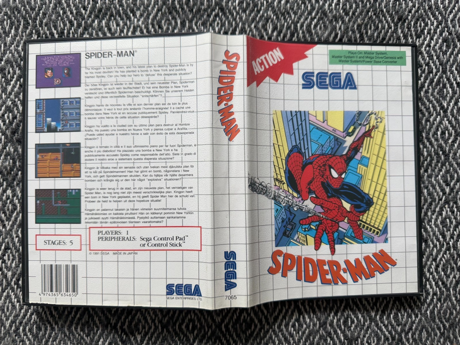 Master System SPIDER-MAN Boxed With Manual (Works in US) PAL REGION FREE