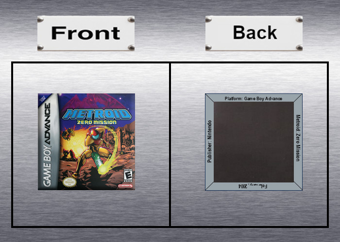 Metroid Fusion, Zero Mission Video Game Box Art *GBA* High Quality Magnet / Set