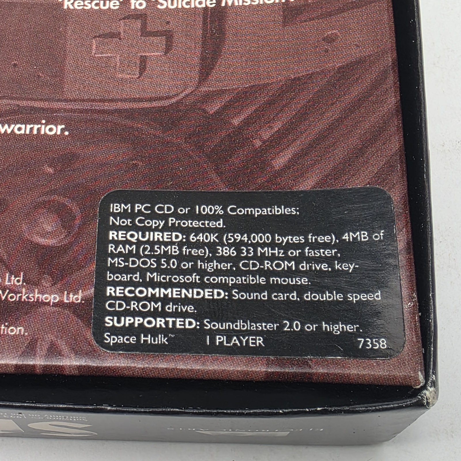 Space Hulk Warhammer 40k BIG BOX PC CD-Rom EA 1993