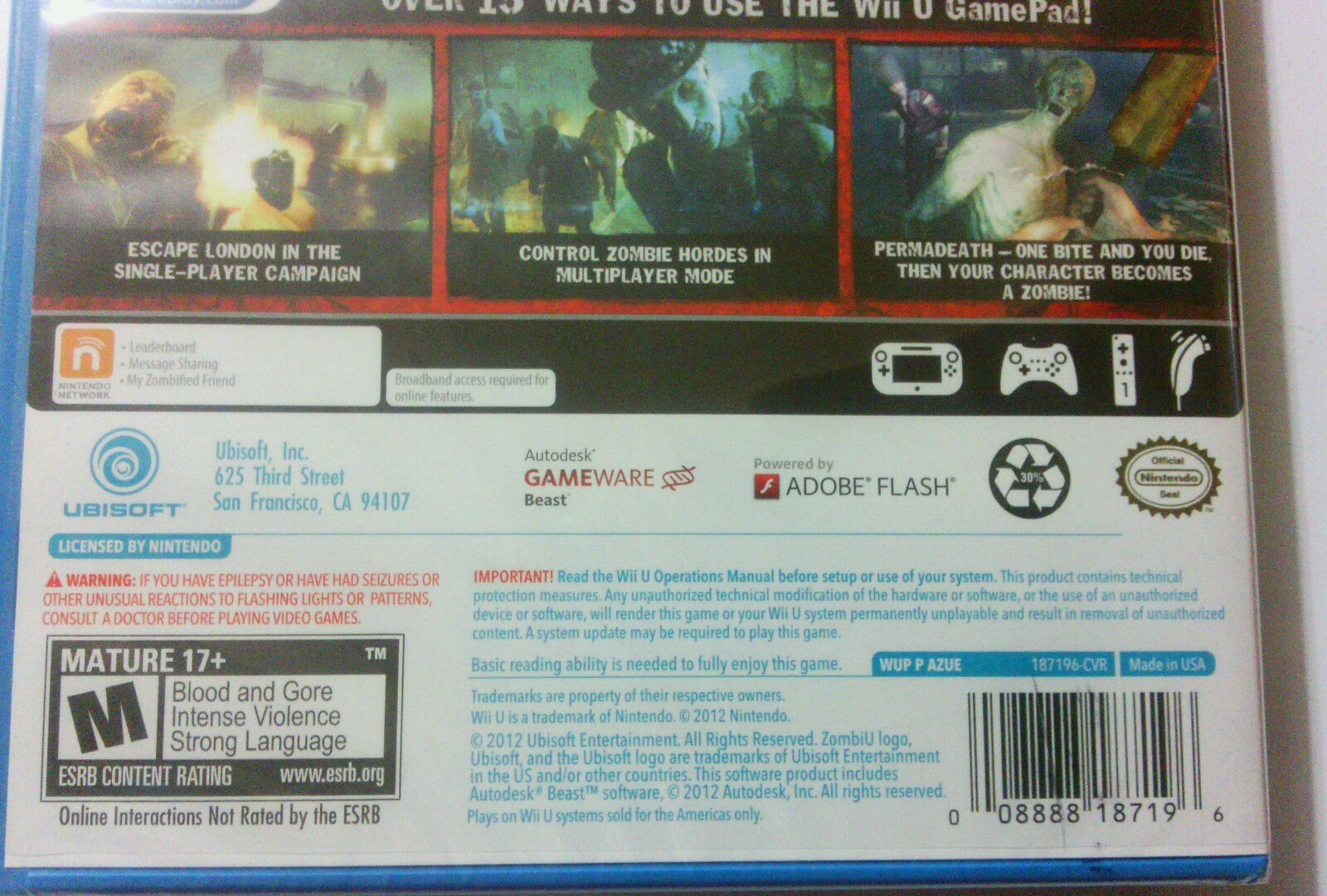 ZombiU (Nintendo Wii U, 2012) BRAND NEW! SEALED!