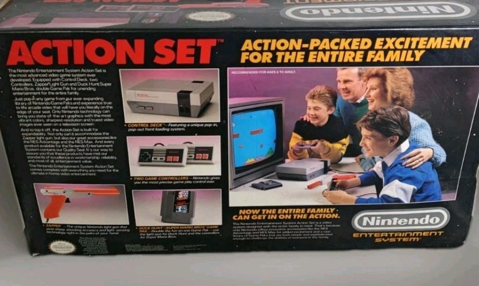 Nintendo NES Console with Original Box, Zapper, Controllers, Instructions, Cords