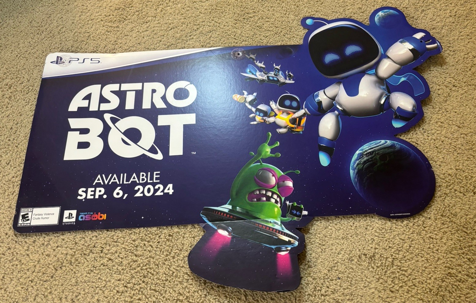 Astro Bot PlayStation 5 Hanging Display Promo GameStop- 2024 Very Rare! 3ft PS5