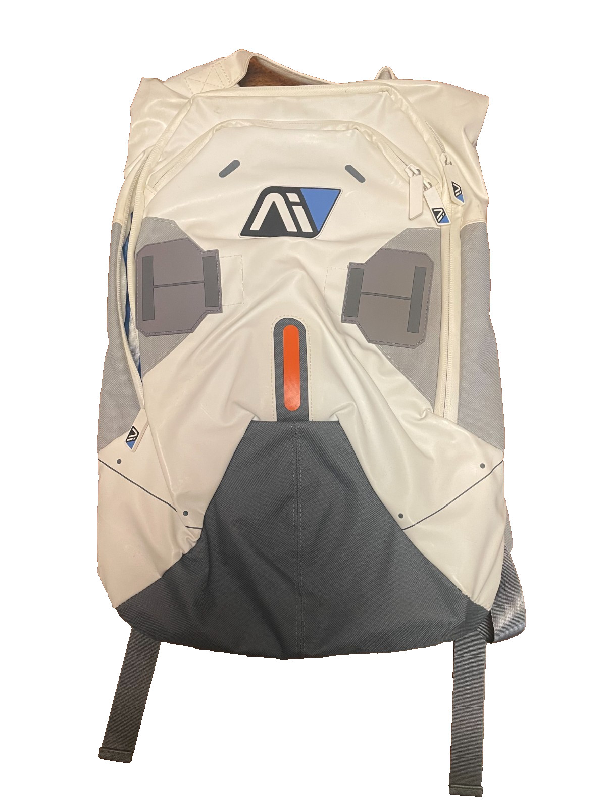 Mass Effect Andromeda Initiative Padded Backpack One Size White Gray Blue Orange