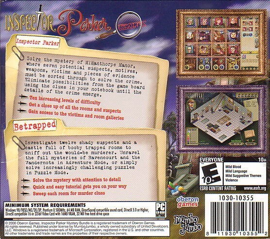 INSPECTOR PARKER MYSTERY BUNDLE Unsolved Betrapped for PC Sealed in CASE – NEW!
