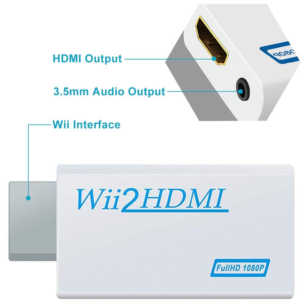 Wii to HDMI Converter Adapter 720p 1080p HD Upscale 3.5mm Audio Output