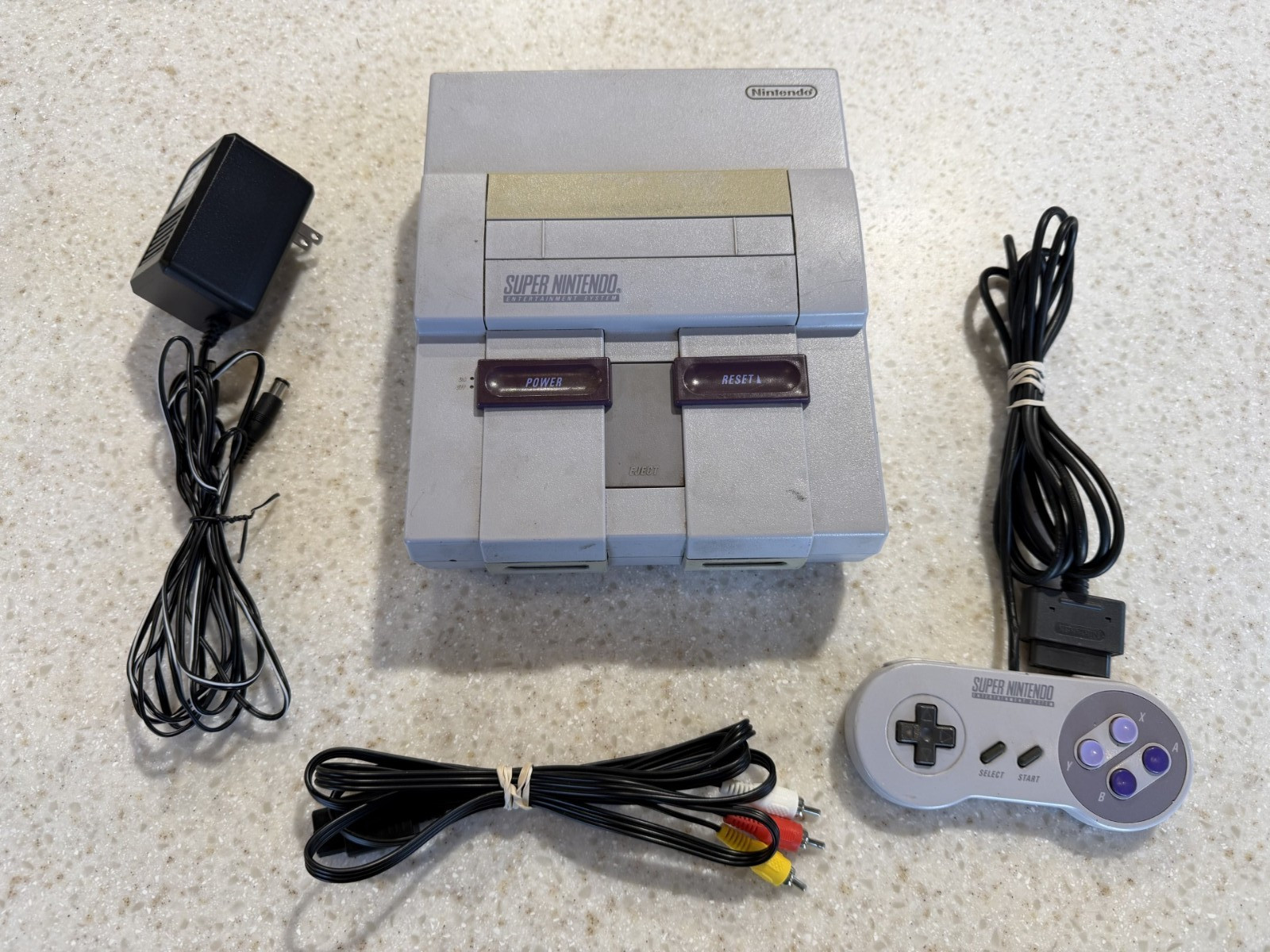 SUPER NINTENDO SYSTEM AUTHENTIC CONSOLE SNES CONTROLLER HOOKUPS NES HQ #22