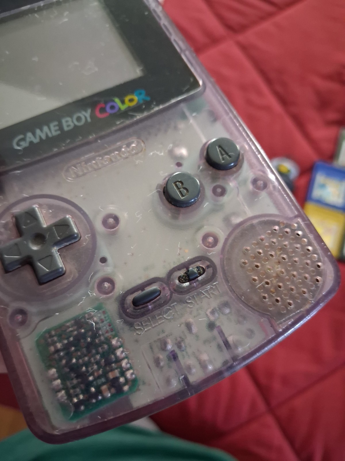 Gameboy Color Atomic Purple W/ 5 Games Case and Charging Cords. All Working GBC