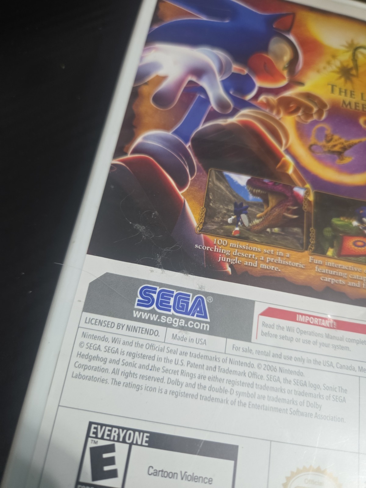 Sonic & The Secret Rings / Game – Nintendo Wii – Read Description