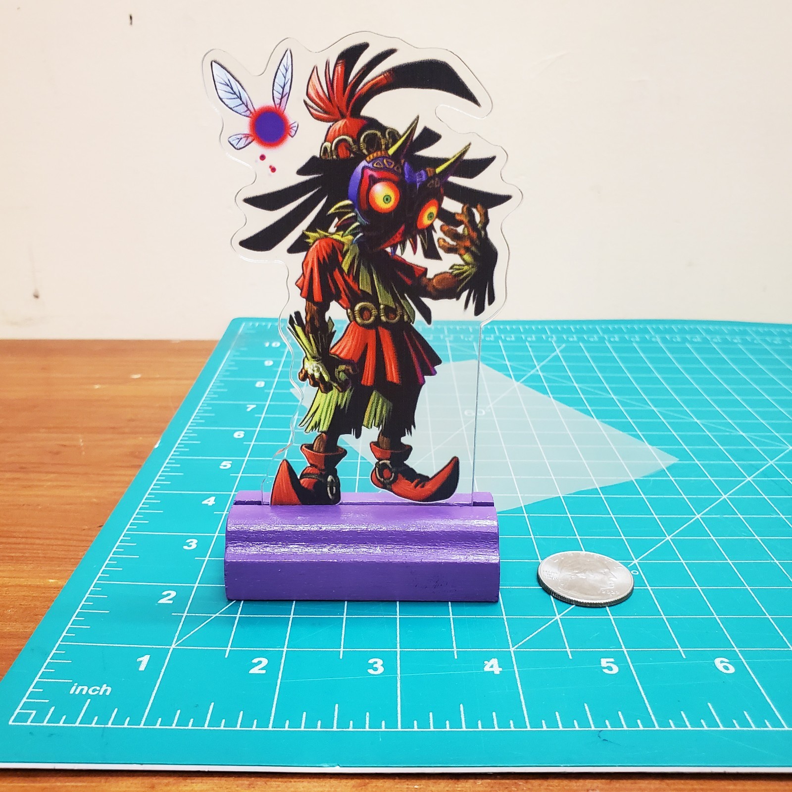 Majoras Mask Skull Kid Cutout Display Standee 5.5 in. tall w/ Purple Wooden Base