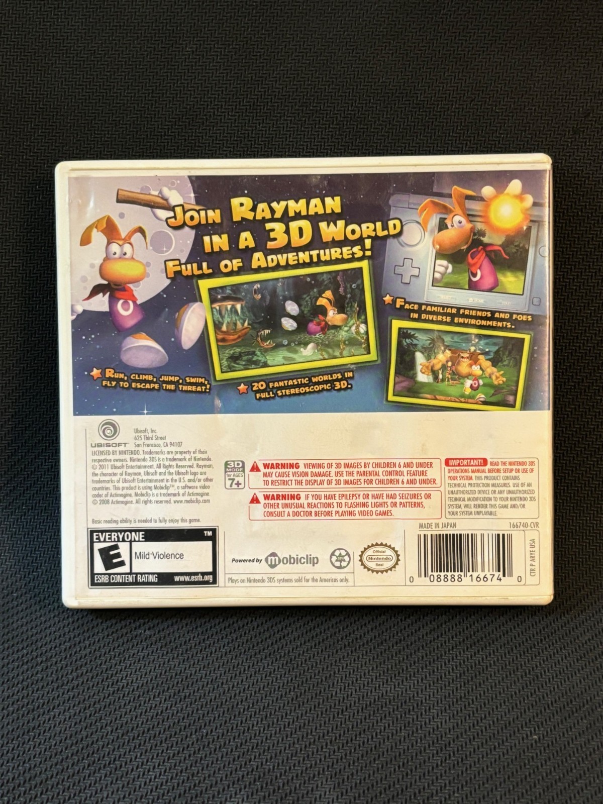 Nintendo 3DS Rayman 3D Complete Tested CIB Case Manual & Game