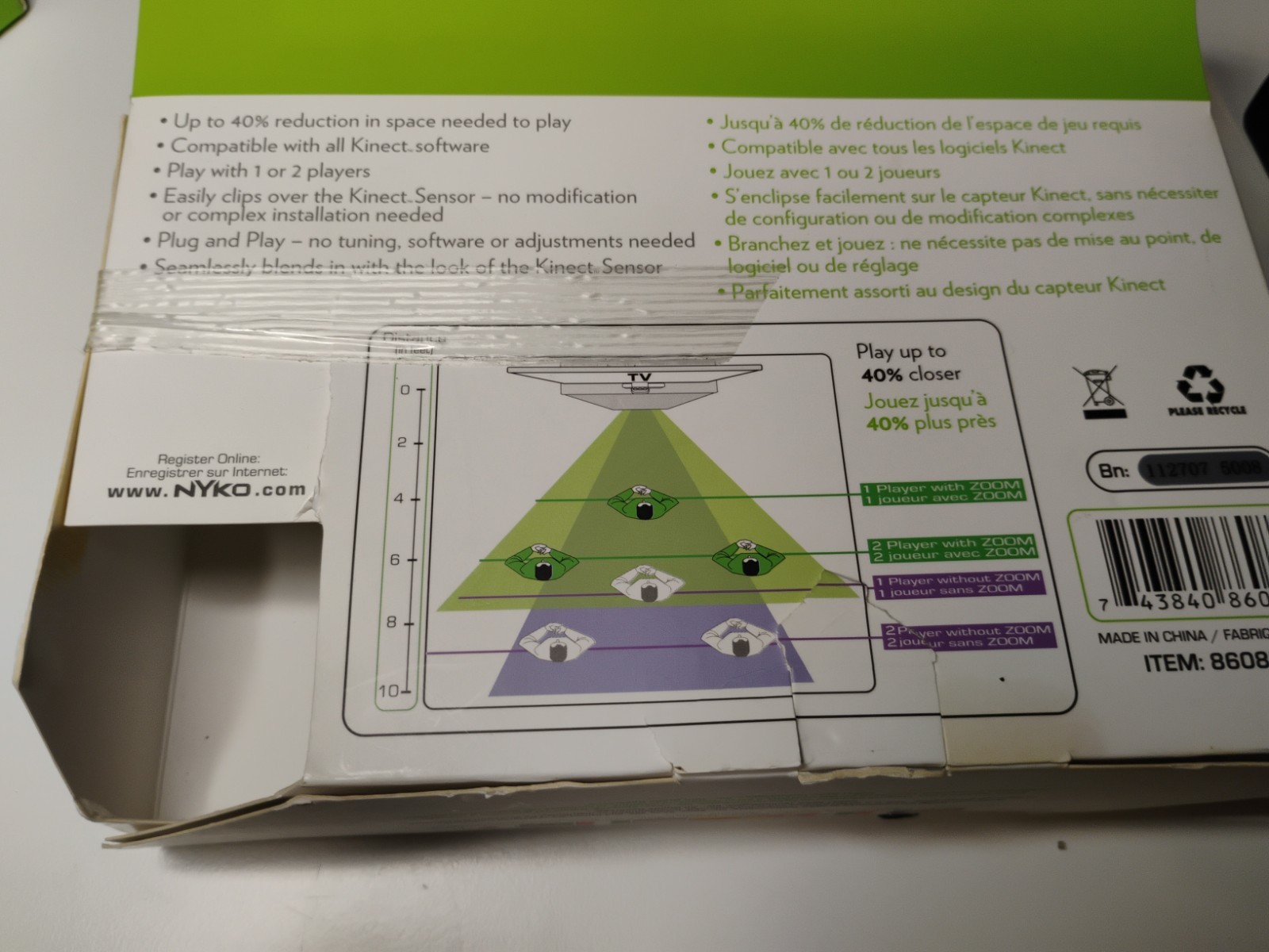 Nyko Kinect Sensor Zoom For Small Rooms Microsoft Xbox 360