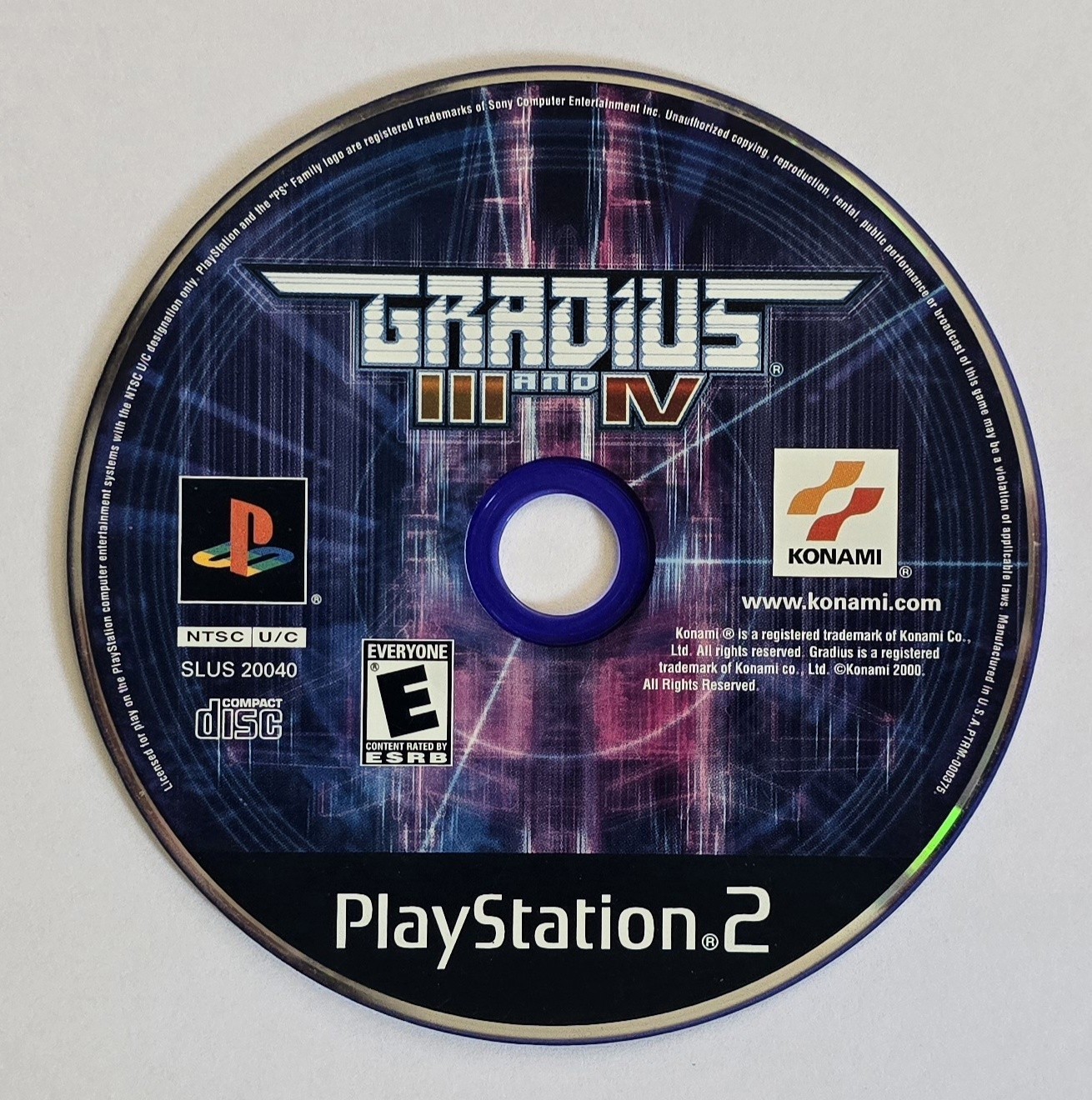 Gradius III and IV [3 and 4] (Sony PlayStation 2, PS2, 2000) Disc Only Tested