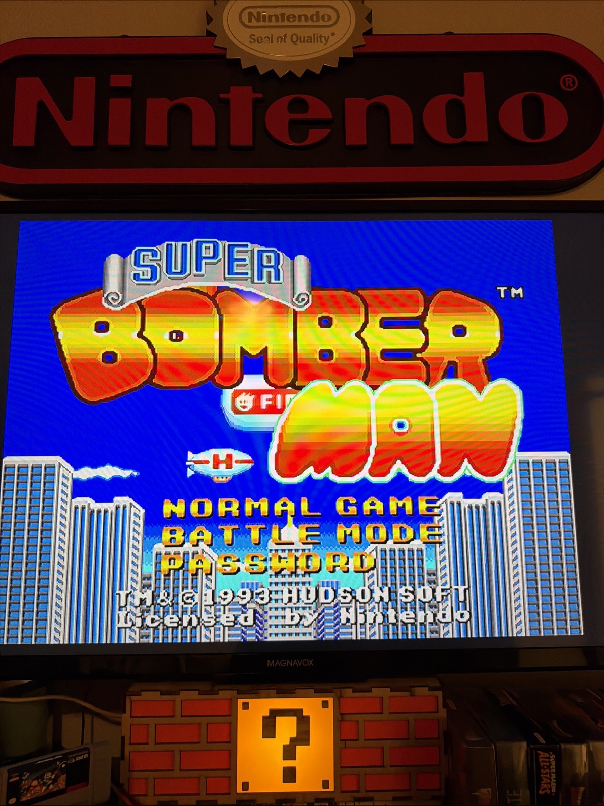 Super Bomberman Party Pak Big Box SNES Super Nintendo Game CIB Complete w/Tray