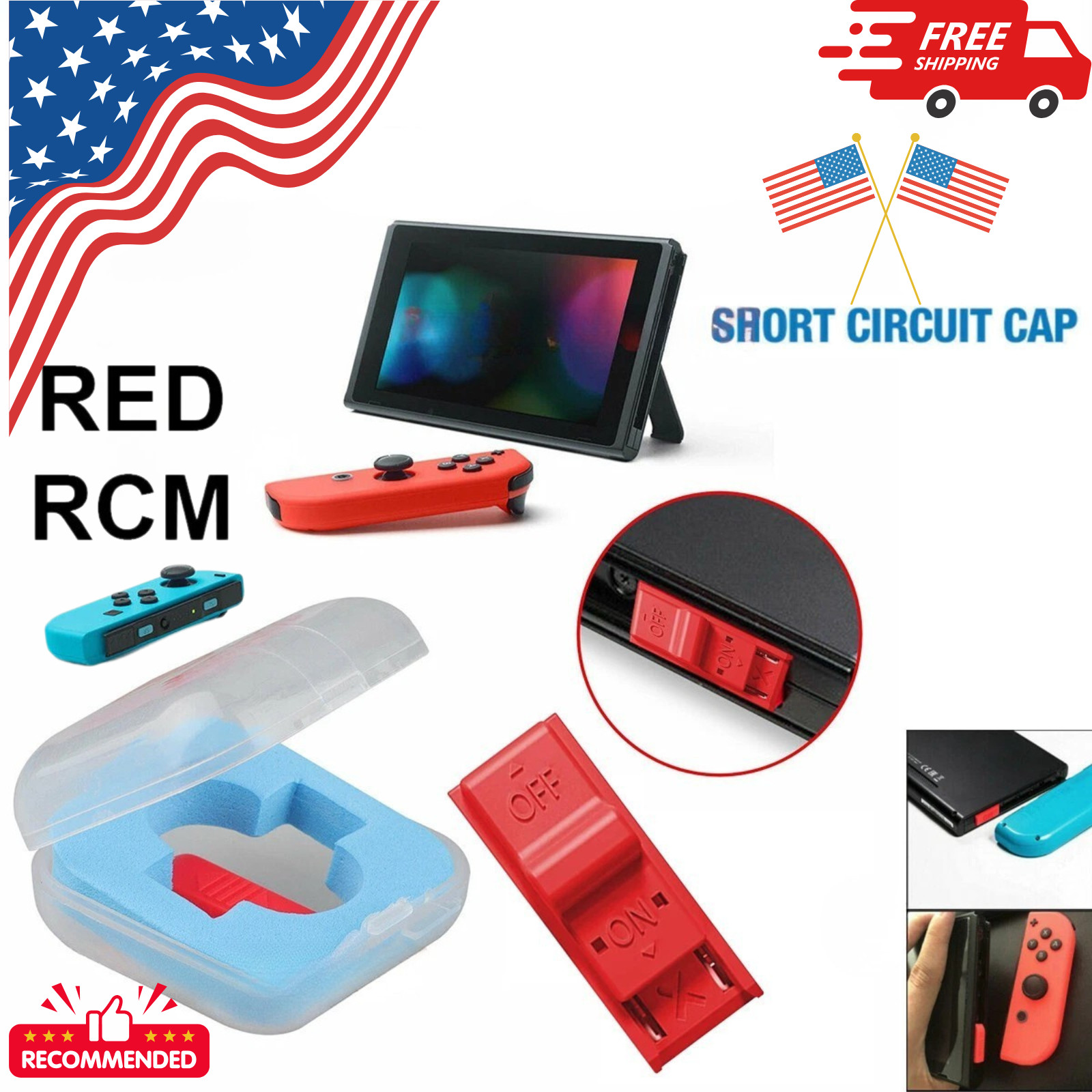 RED RCM Tool Clip Short Circuit Jig For Nintendo Switch Loader Recovery Mode NEW