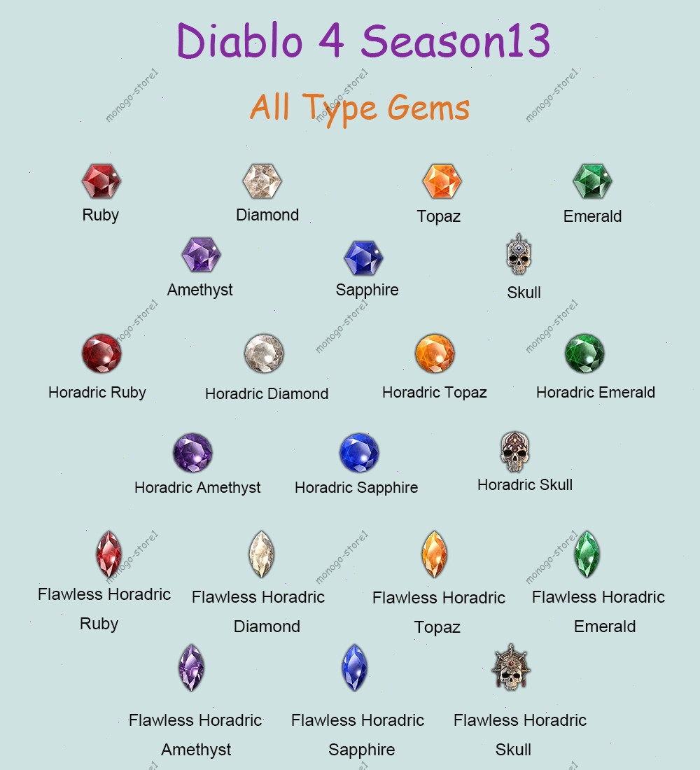 ✅Diablo 4 Season 13 All Type Horadric Gem ✅Flawless Horadric Gems ✅