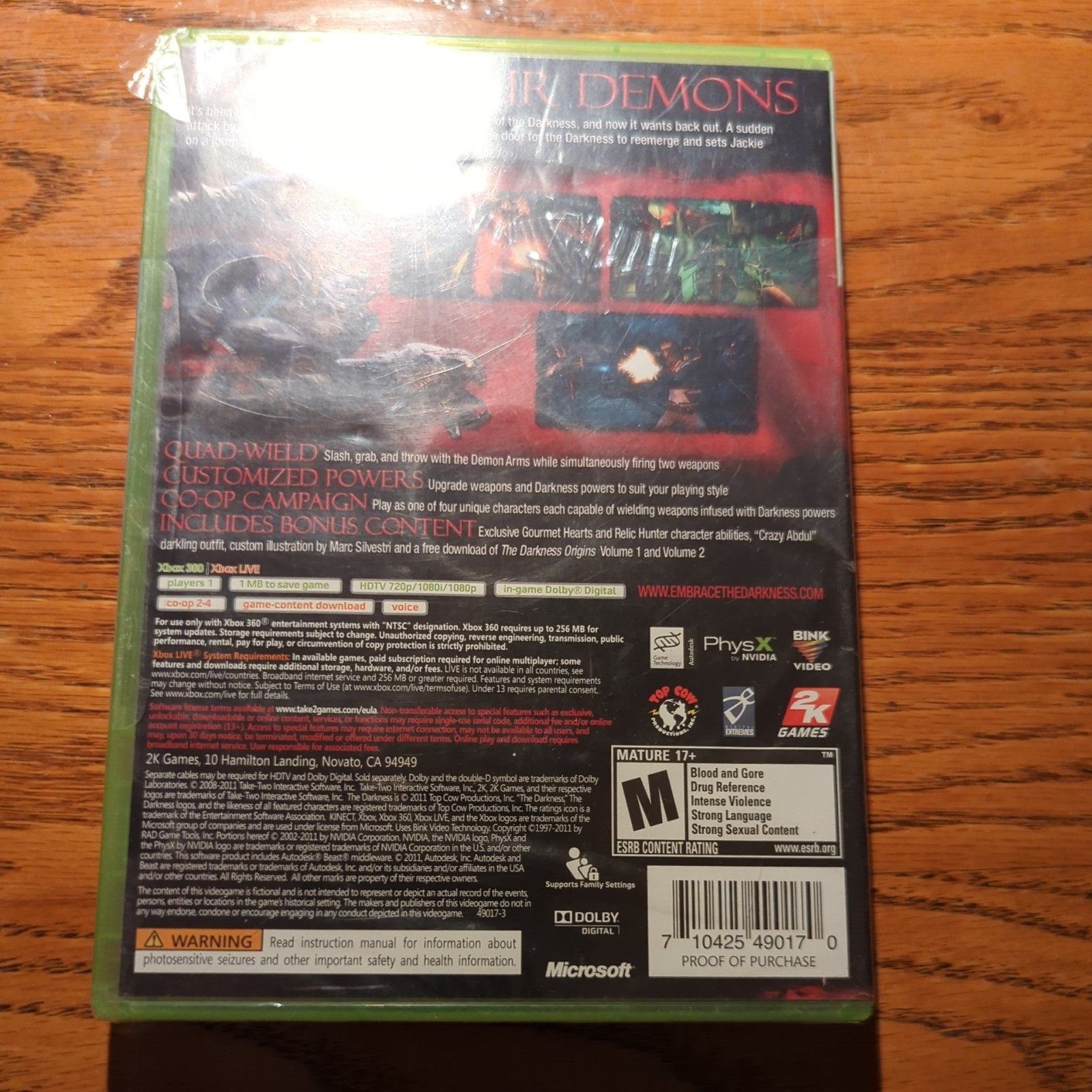 The Darkness II — Limited Edition (Microsoft Xbox 360, 2012)