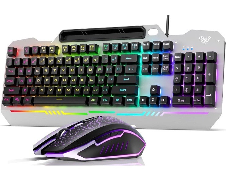AULA Keyboard, T102 104 Keys Gaming Keyboard and Mouse Combo with RGB Backlit