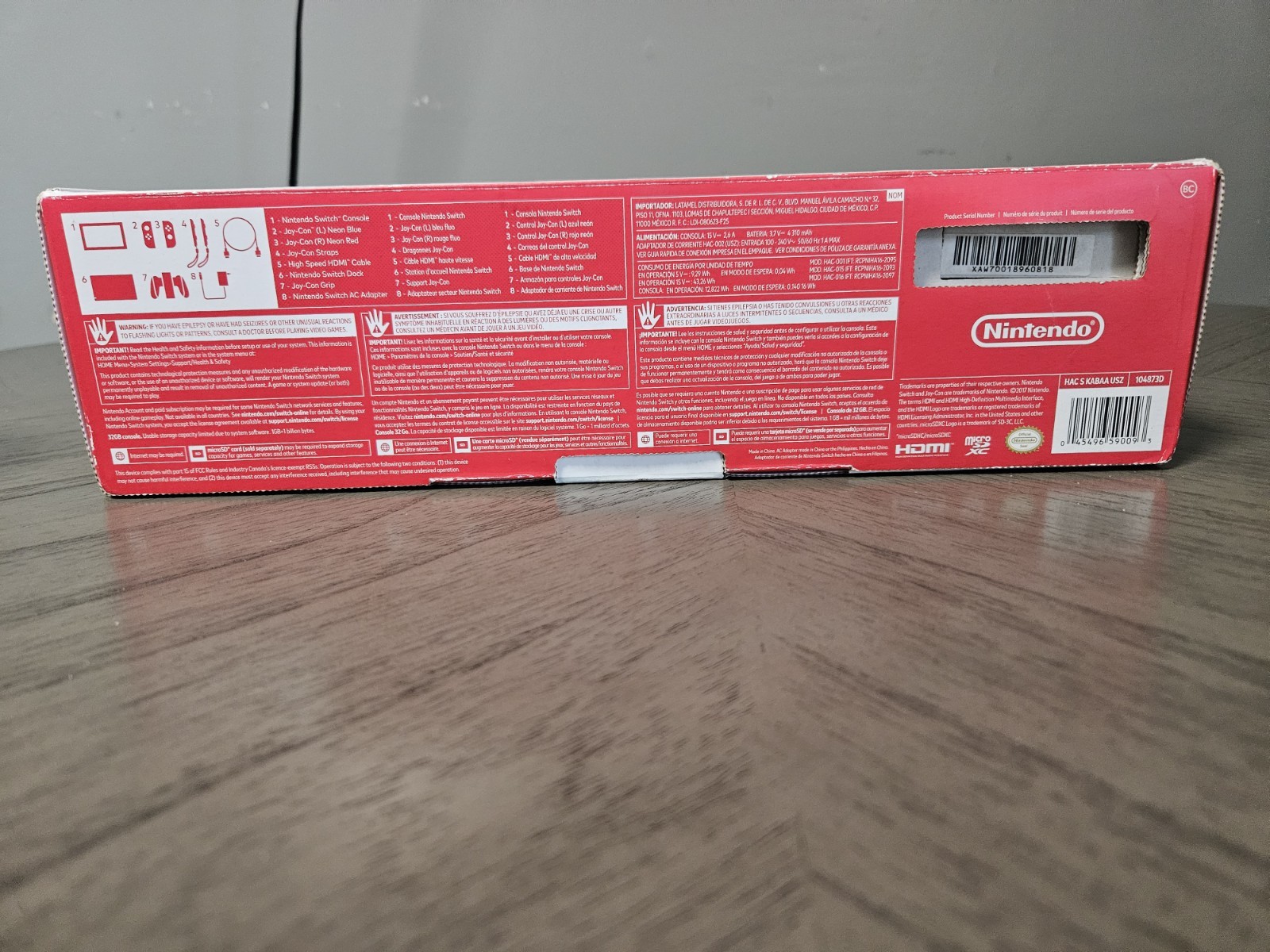 Nintendo Switch Console 32GB Neon Red/Blue Joy-Cons Dock HDMI Region Free Box