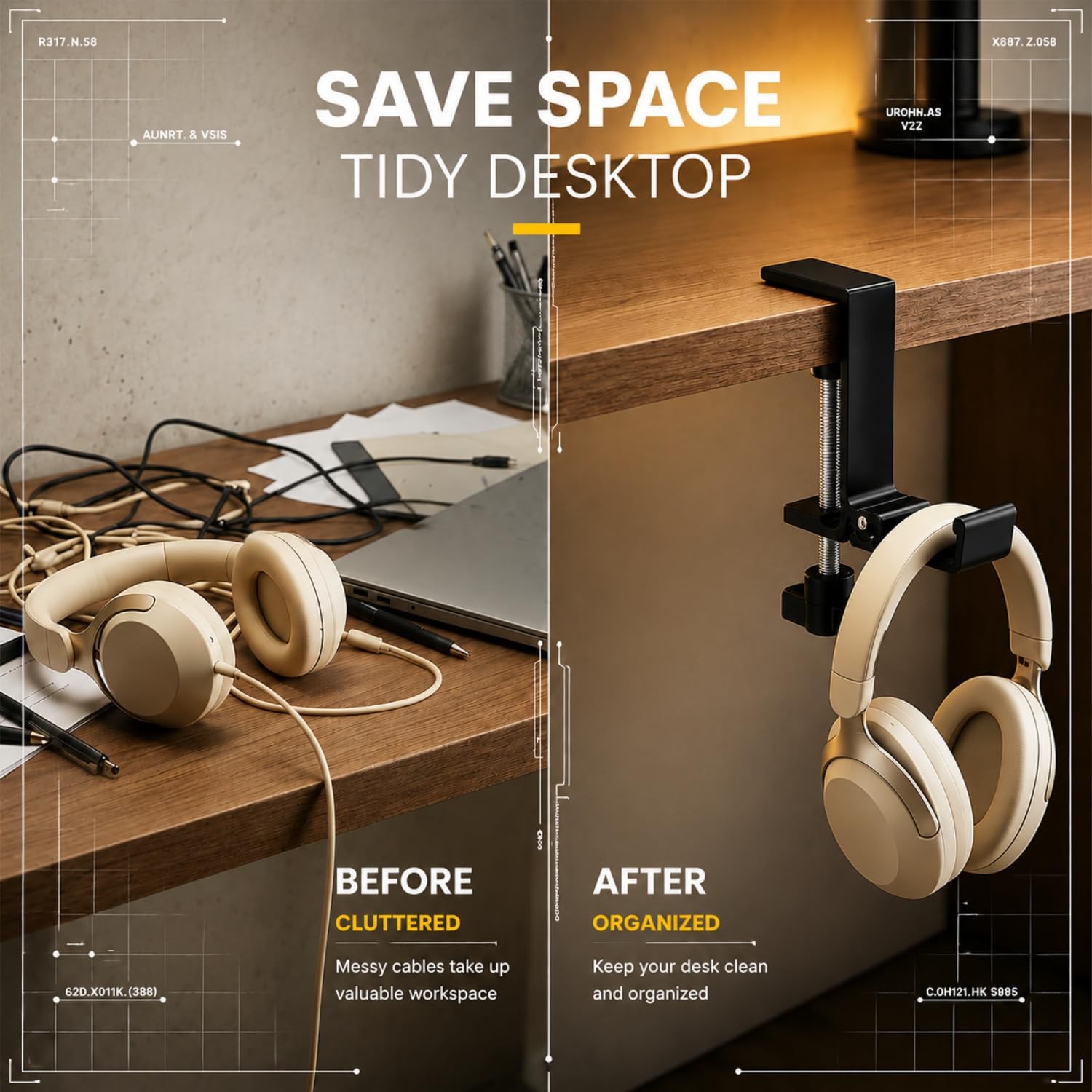 Headphone Stand for Desk, Aluminum Alloy Foldable Headphone Holder Headset S…