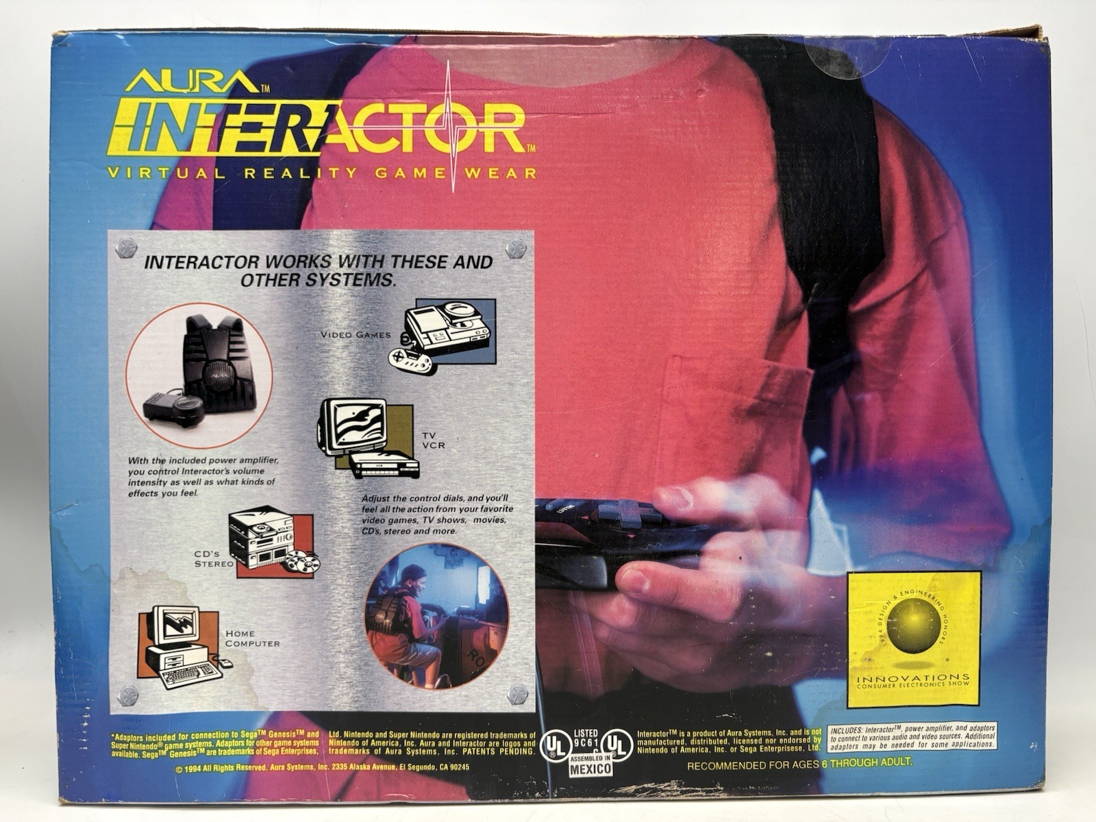 Vintage 1994 Aura Interactor VR Game Wear | New In Box NIB SNES Sega | Untested