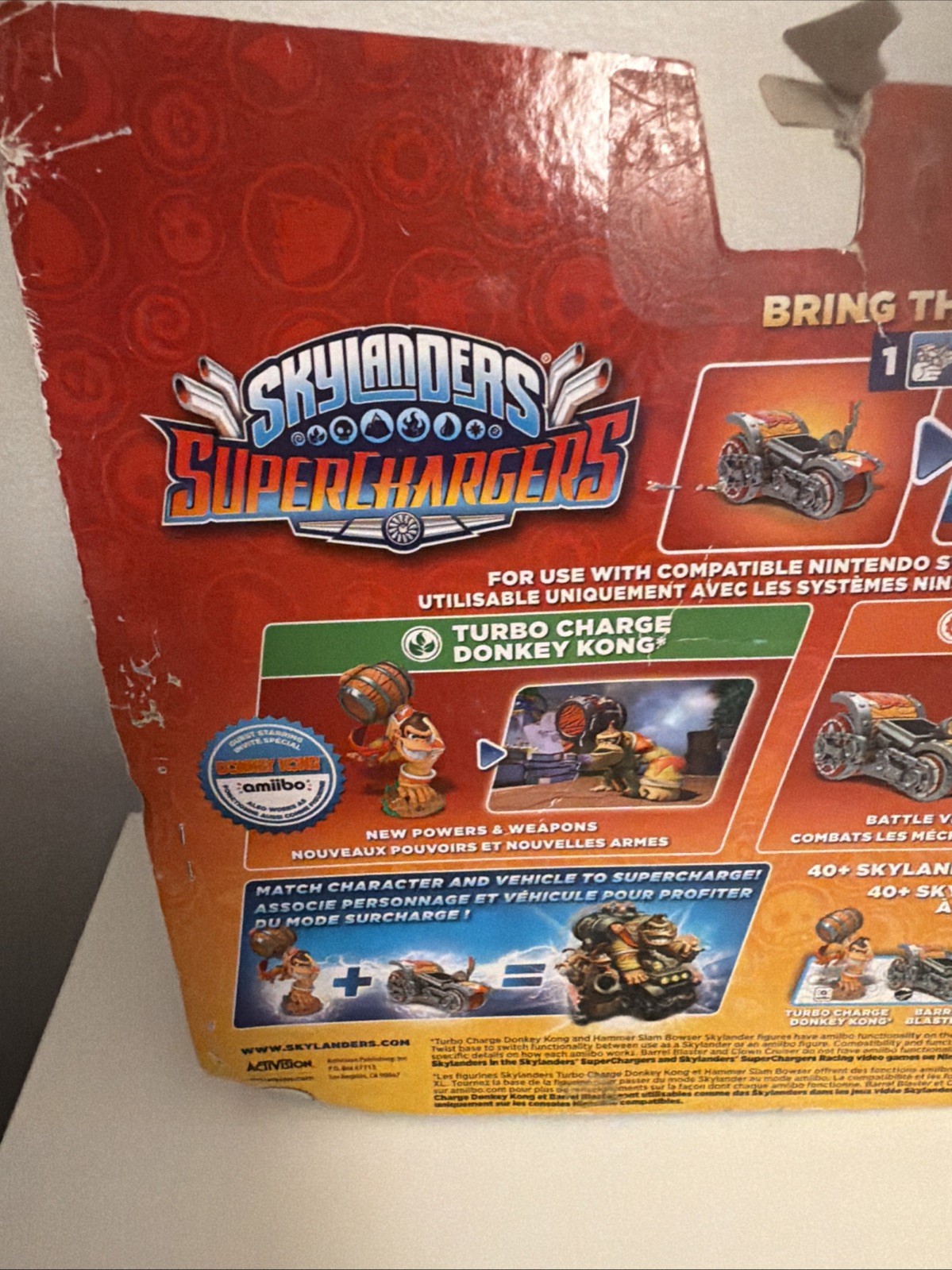 Skylanders Superchargers Turbo Charge Donkey Kong Amiibo Barrel Blaster Box DMG