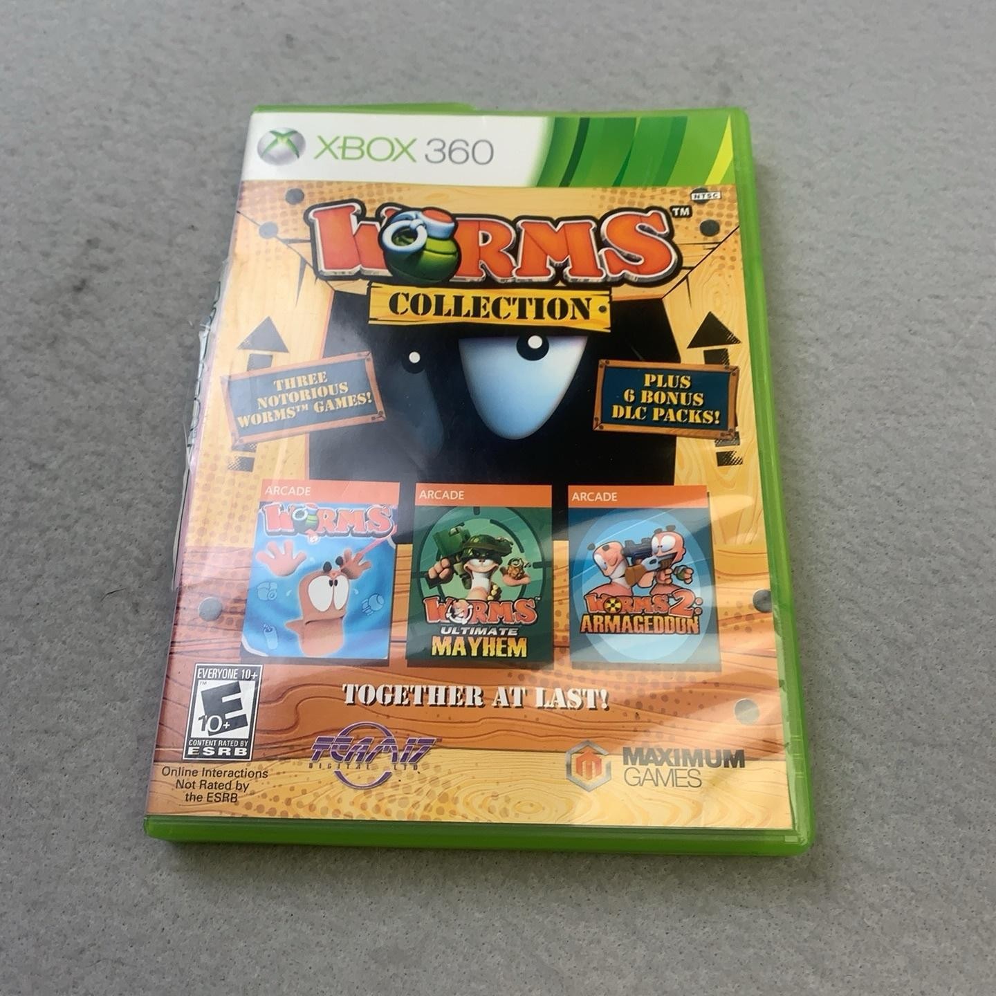 Worms Collection Xbox 360 Game E10+ Maximum Games NTSC-U/C Disc Manual Green