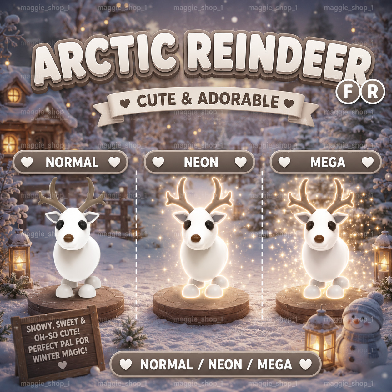 Arctic Reindeer FR Normal/Neon /Mega ✨ Adopt From Me Today ✨ Top Picks