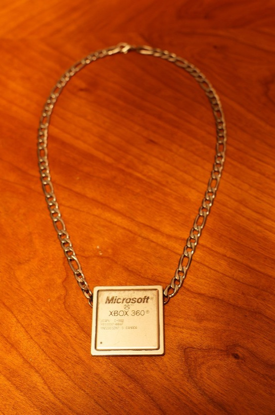 Unique Custom Xbox 360 Slim CPU Necklace, XCGPU Silver-Tone Stainless Chain