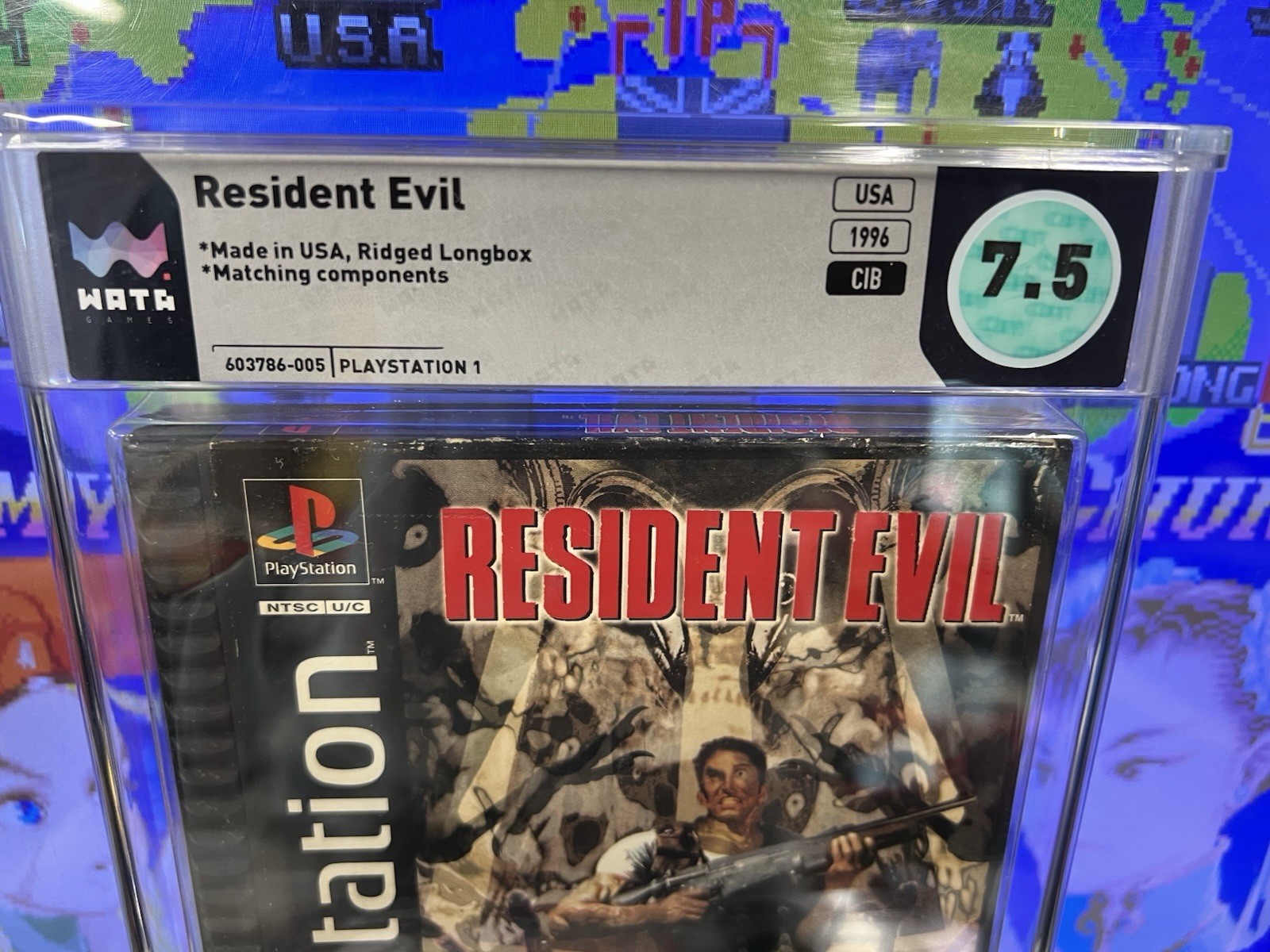 1996 PS1 Resident Evil Ridged Long Box WATA 7.5 CIB Matching Components 8.0 Box!