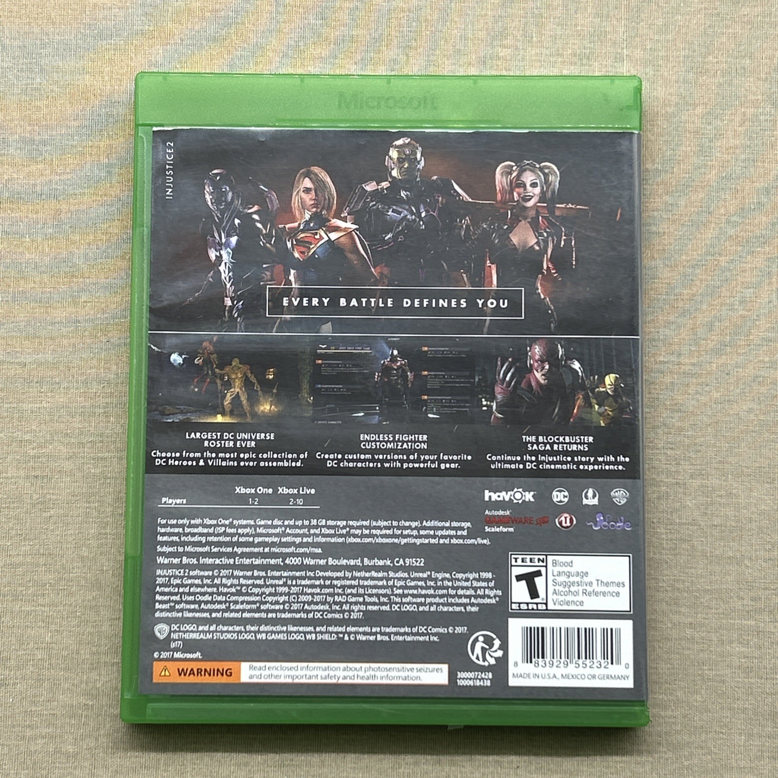Injustice 2 (Microsoft Xbox One 2017) DC Superhero & Villain Fighting Versus 1 +