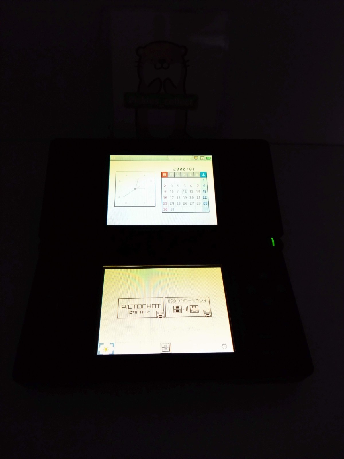 DS Lite Enamel Navy USG-001 w/GBA Connect Cover Tested Nintendo DS 0624A