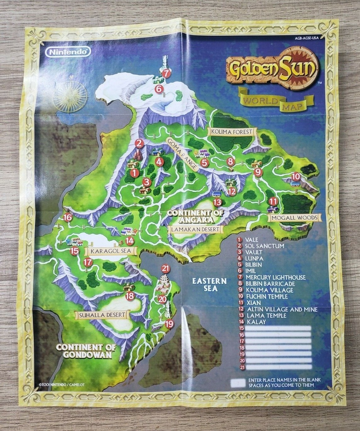 GOLDEN SUN – MANUAL, MAP AND INSERTS ONLY – NO GAME INCLUDED – GBA