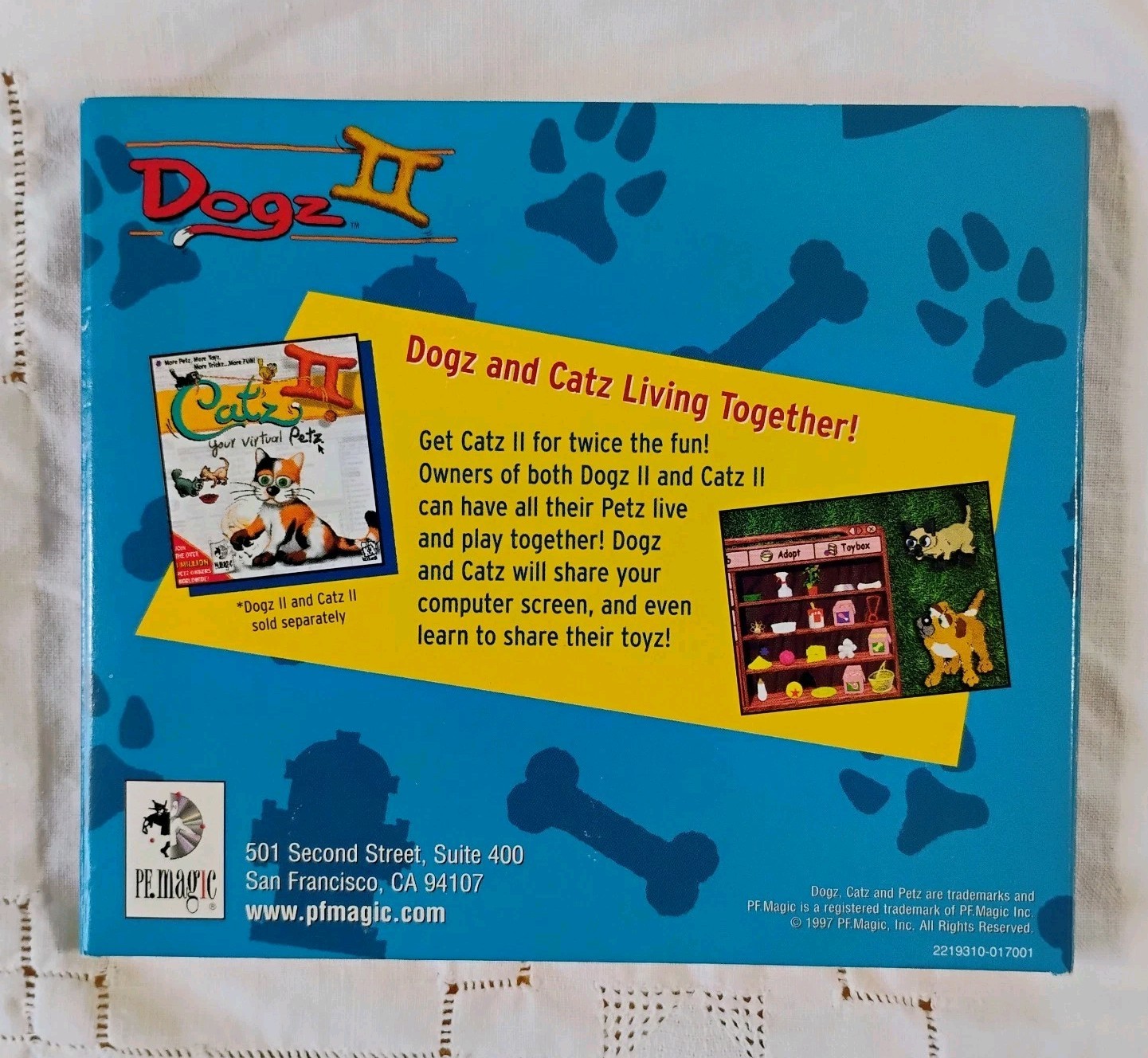 Dogz II Your Virtual Petz PC Windows 95 1997 Pet Game CD ROM PF.Magic